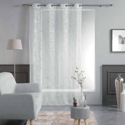 Panneau voile - Oeillets - 140 x 240 cm - Metallisé - Quadris - blanc