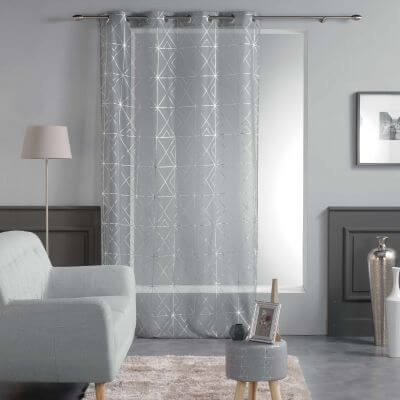 Panneau voile - Oeillets - 140 x 240 cm - Metallisé - Quadris - gris