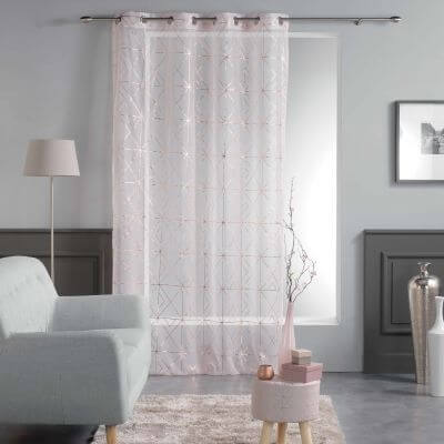 Panneau voile - Oeillets - 140 x 240 cm - Metallisé - Quadris - Rose