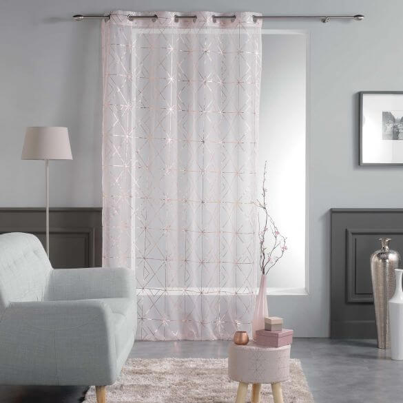 Panneau voile - Oeillets - 140 x 240 cm - Metallisé - Quadris - Rose