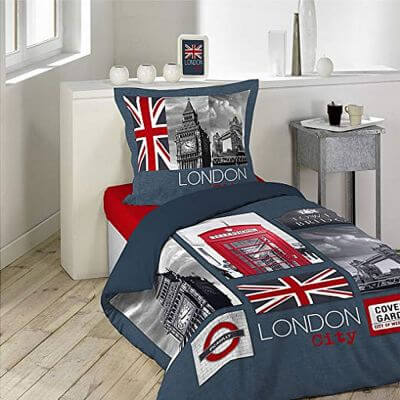 Housse de couette - London city - 140 x 200 cm + taie - 100% coton