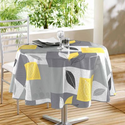 Nappe ronde - Feuilles - Diamètre : 160 cm - PVC