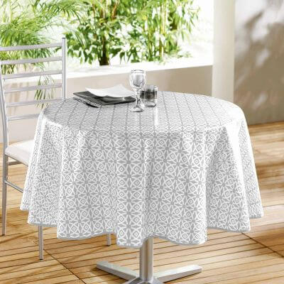 Nappe ronde jetable en soft aspect tissu gris pierre Ø2,40m - RETIF