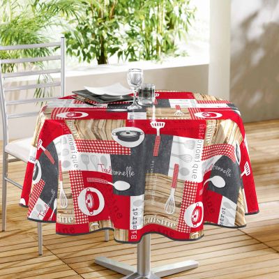 Nappe ronde - En cuisine - Diamètre : 160 cm - PVC