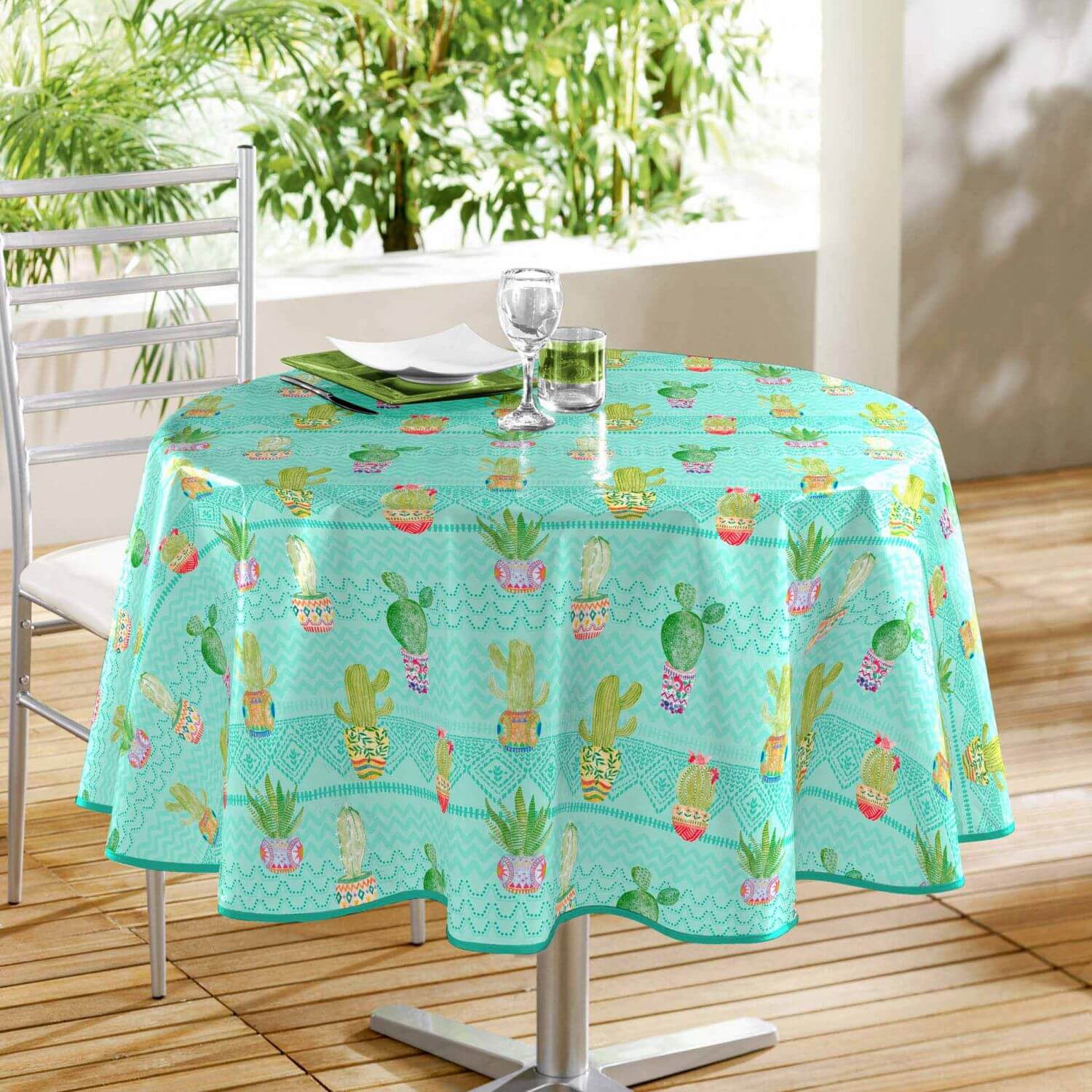 Nappe ronde - Little cactus - Diamètre : 160 cm - PVC