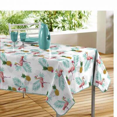 Nappe rectangle - Ananas et flamant rose - 140 x 240 cm - PVC