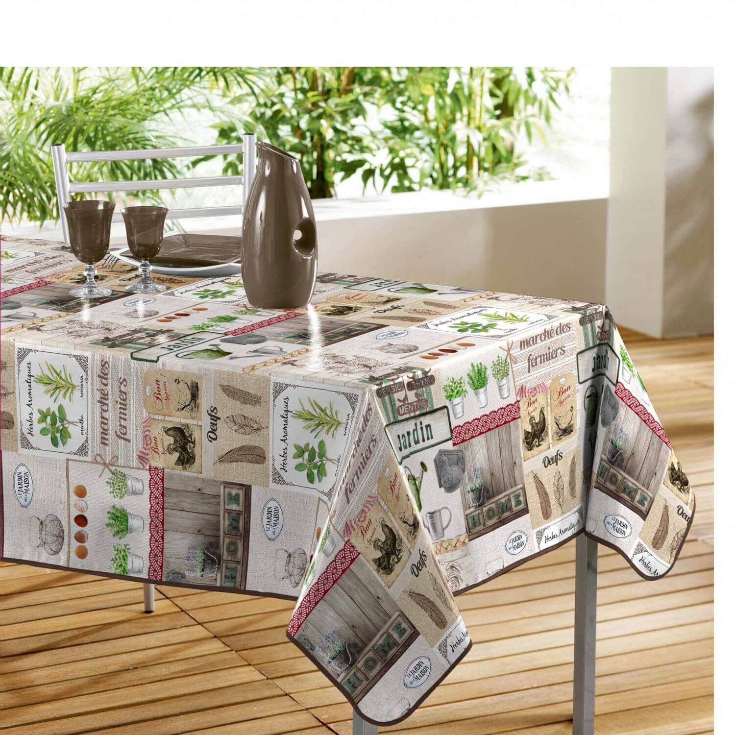 Nappe rectangle - Poules à la ferme - 140 x 240 cm - PVC