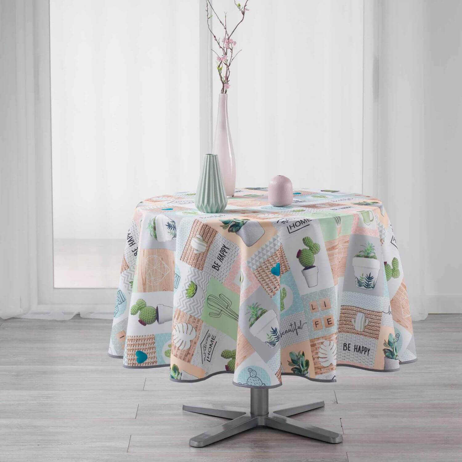 Nappe ronde - Cactus - Home - Diamètre :  180 cm - Polyester