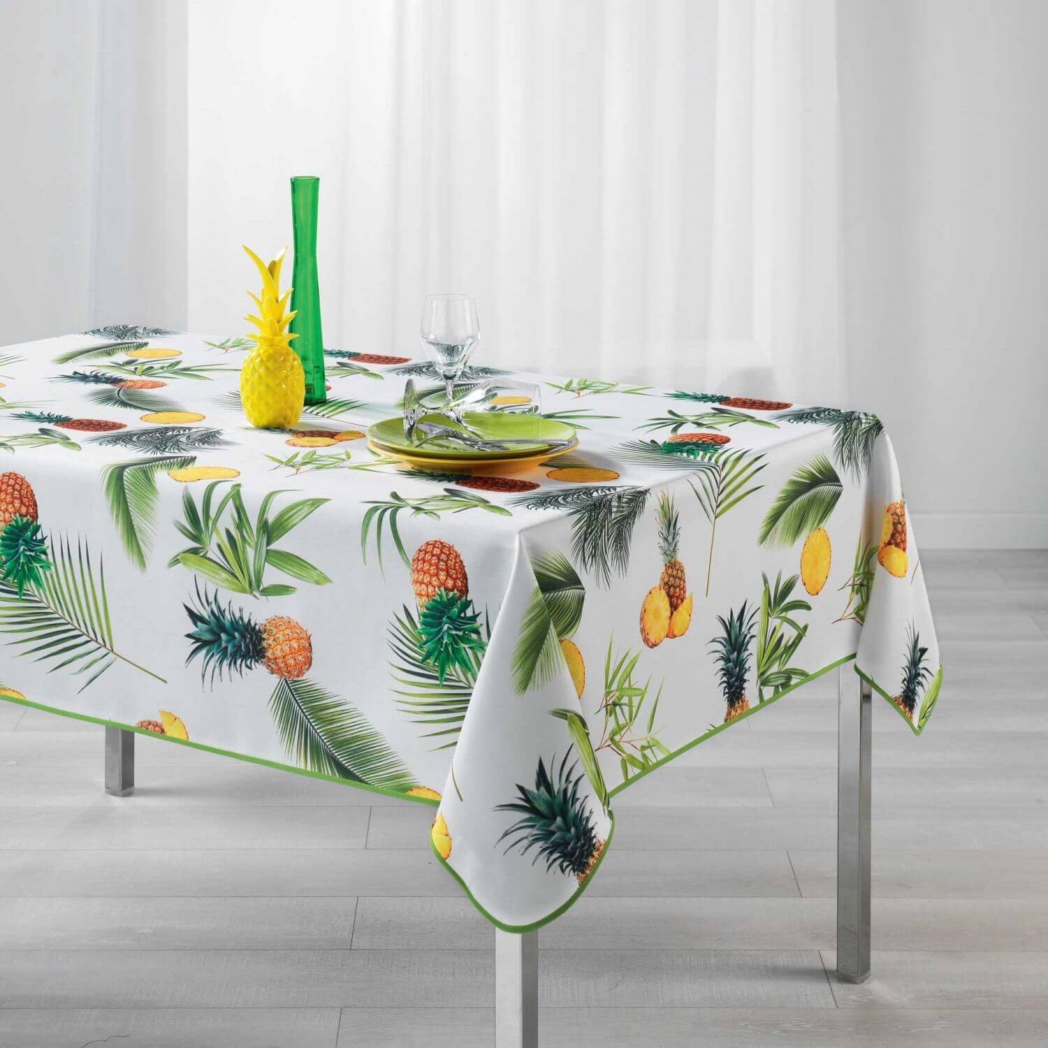 Nappe rectangle - Ananas et palmier - 150 x 240 cm - Polyester