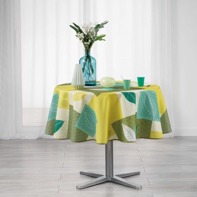 Nappe ronde - Feuilles - Diamètre : 180 cm - Polyester