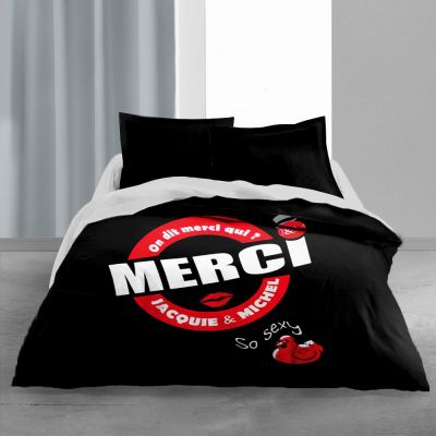 Couette imprimée - 240 x 220 cm - Jacquie et Michel - Noir