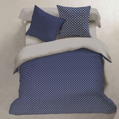Housse de couette - Pois bleus - 240 x 220 cm + taies - 100% - Flanelle