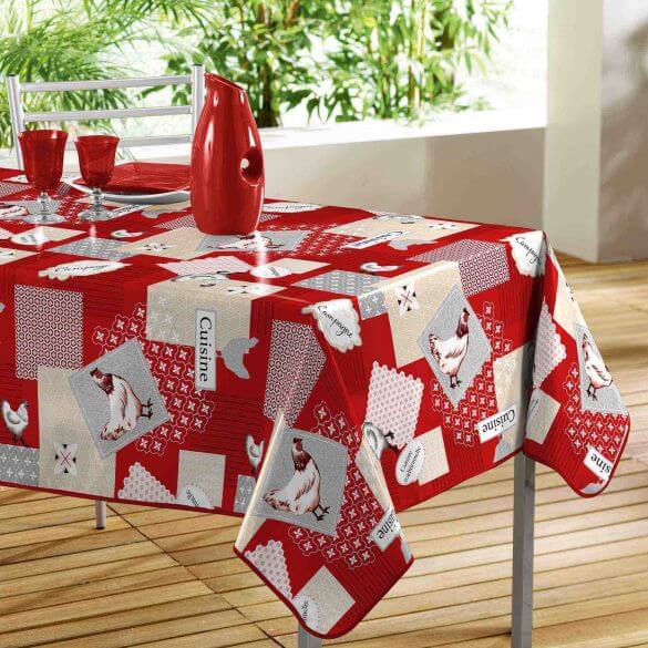 Nappe anti tache rectangulaire - 140 x 240 cm - Polyester - Poules Nappe anti tache rectangulaire - 140 x 240 cm - Polyester - Poules