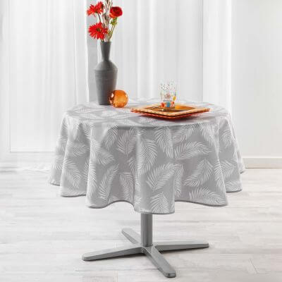 Nappe ronde anti tache - Diamètre 180 cm - Polyester - Feuille de palmier