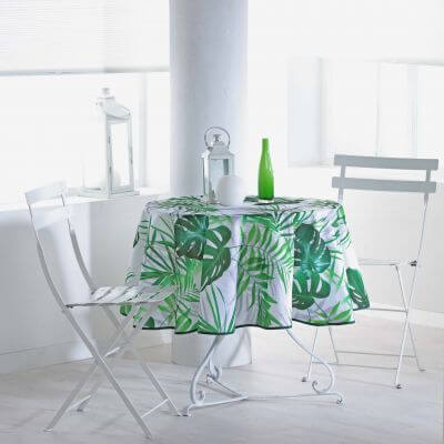 Nappe ronde anti tache - Diamètre 180 cm - Polyester - Tropical