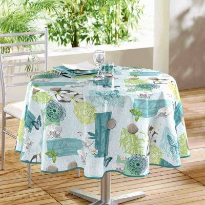 Nappe ronde anti tache - Diamètre 160 cm - Polyester - Zen