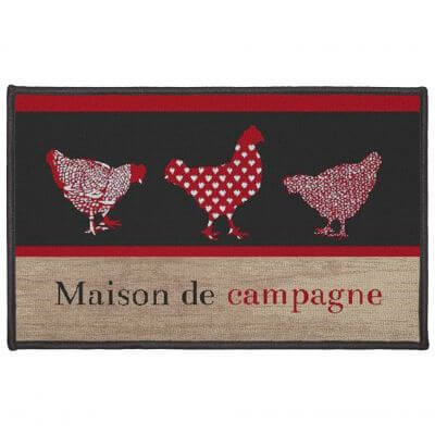 Tapis antidérapant - 50 x 80 cm - Poules