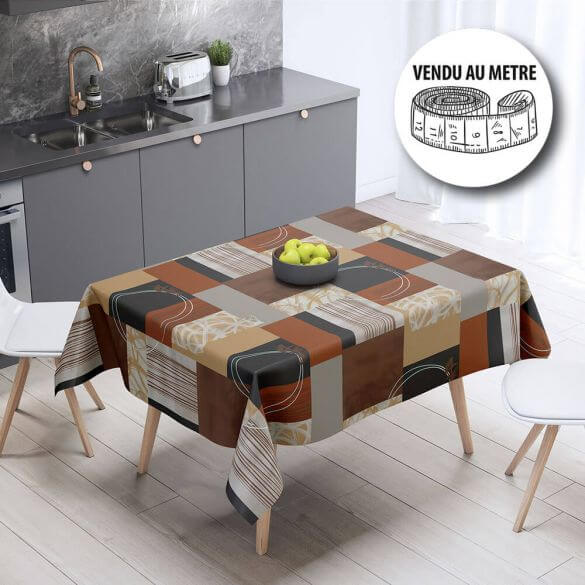 Toile Ciree Au Metre Moderne Brun Largeur 140 Cm