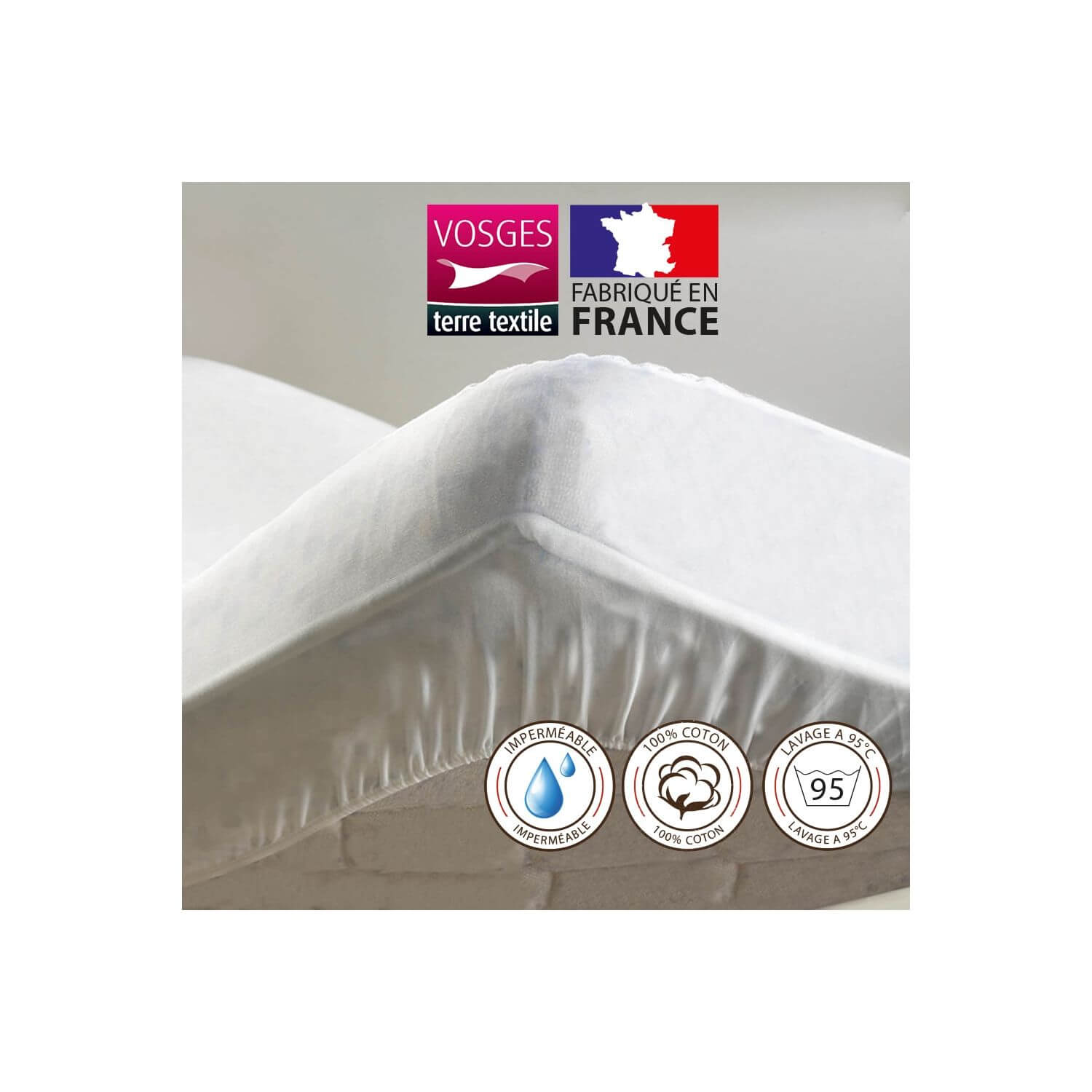 Alèse protège-matelas 140 x 190 cm imperméable 100% coton France