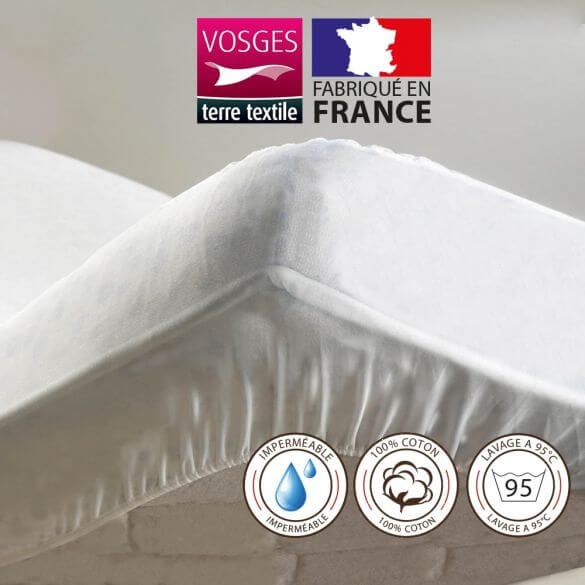 Alèse protège-matelas 140 x 200 cm imperméable 100% coton France