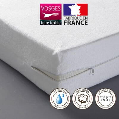 Alèse protège-matelas 180 x 200 cm imperméable 100% coton France