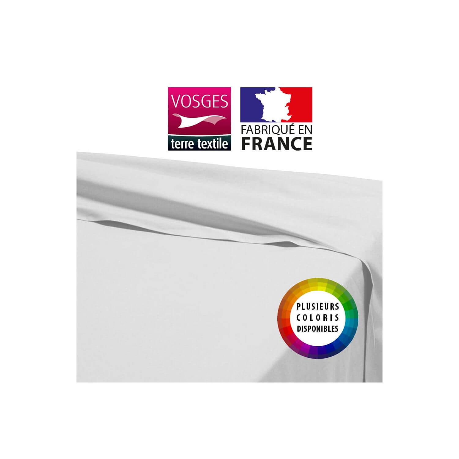 Drap plat - 240 x 310 cm - 100% coton - 57 fils - France