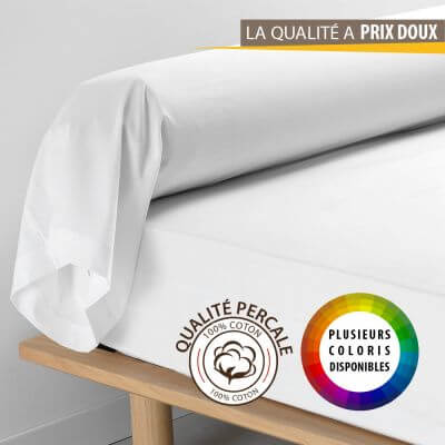 Housse de traversin percale 86 x 140 cm unie