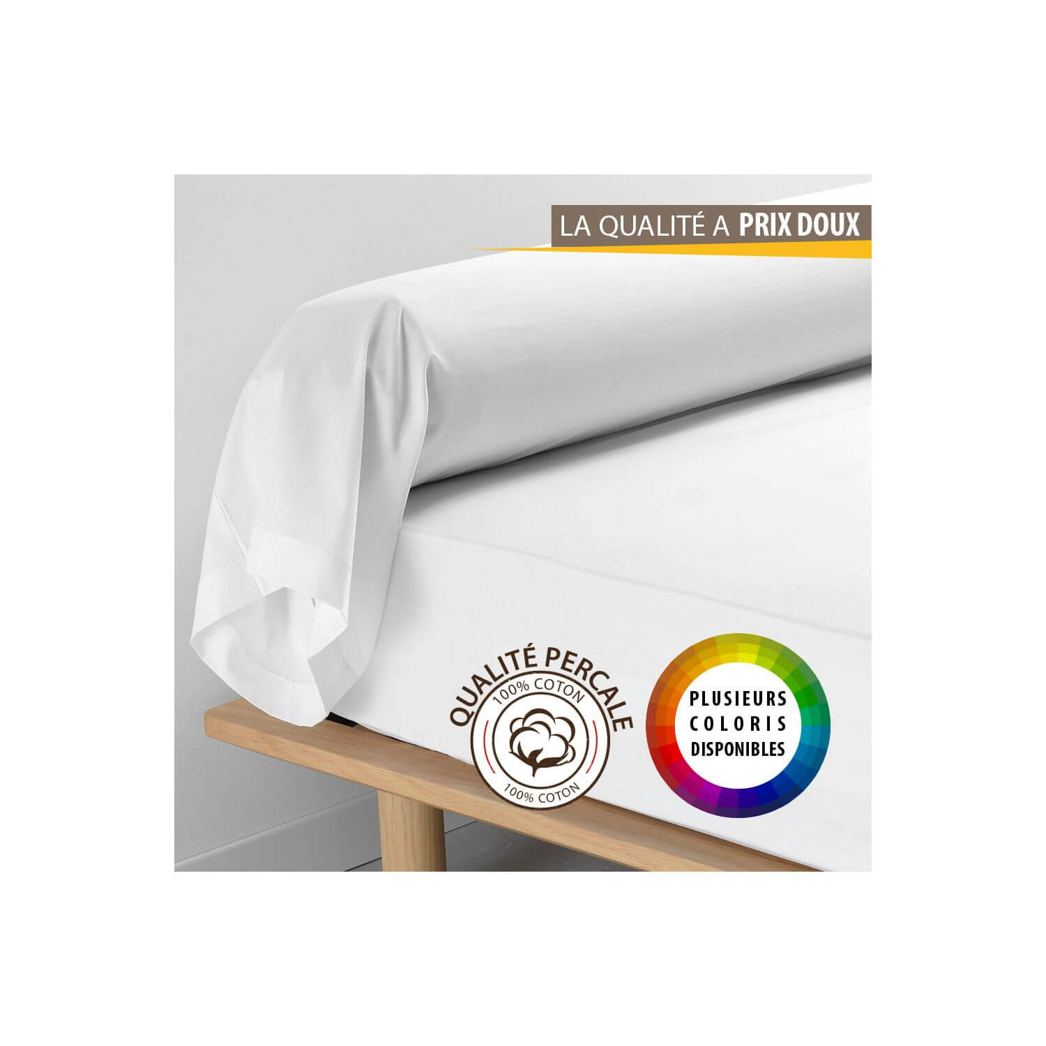 Taie de traversin - 85 x 185 cm - Percale - 78 fils - Uni