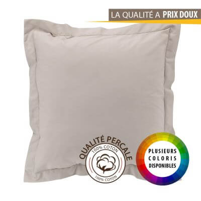 Taie d'oreiller carrée - 63 x 63 cm - Percale - 78 fils - Uni