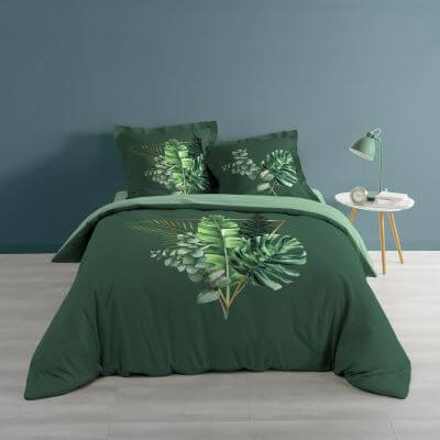 Housse de couette - 220 x 240 cm + taies - Feuilles tropicales