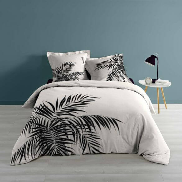Housse de couette - 220 x 240 cm + taies - Feuilles de palmier Housse de couette - 220 x 240 cm + taies - Feuilles de palmier