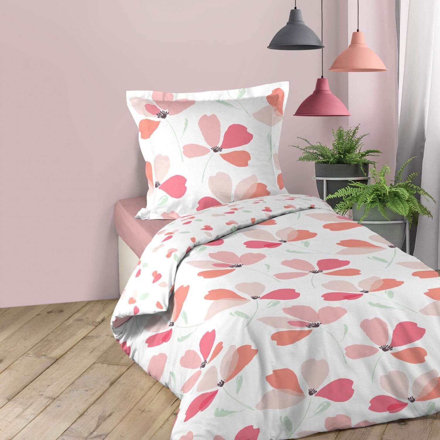 Housse de couette - 140 x 200 cm   taie - Floral