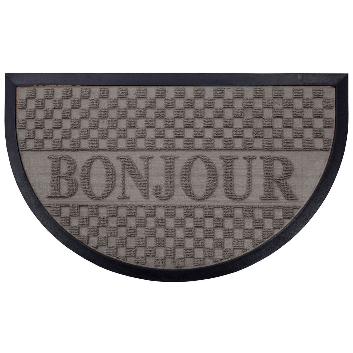 Tapis d'entrée antidérapant - 45 x 75 cm - Demi-lune - Bonjour