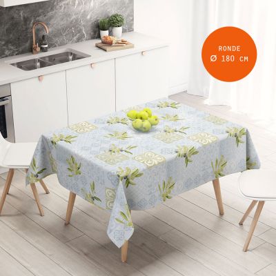 nappe toile cirée ronde diam 180 cm - Carreaux de ciments et Olives