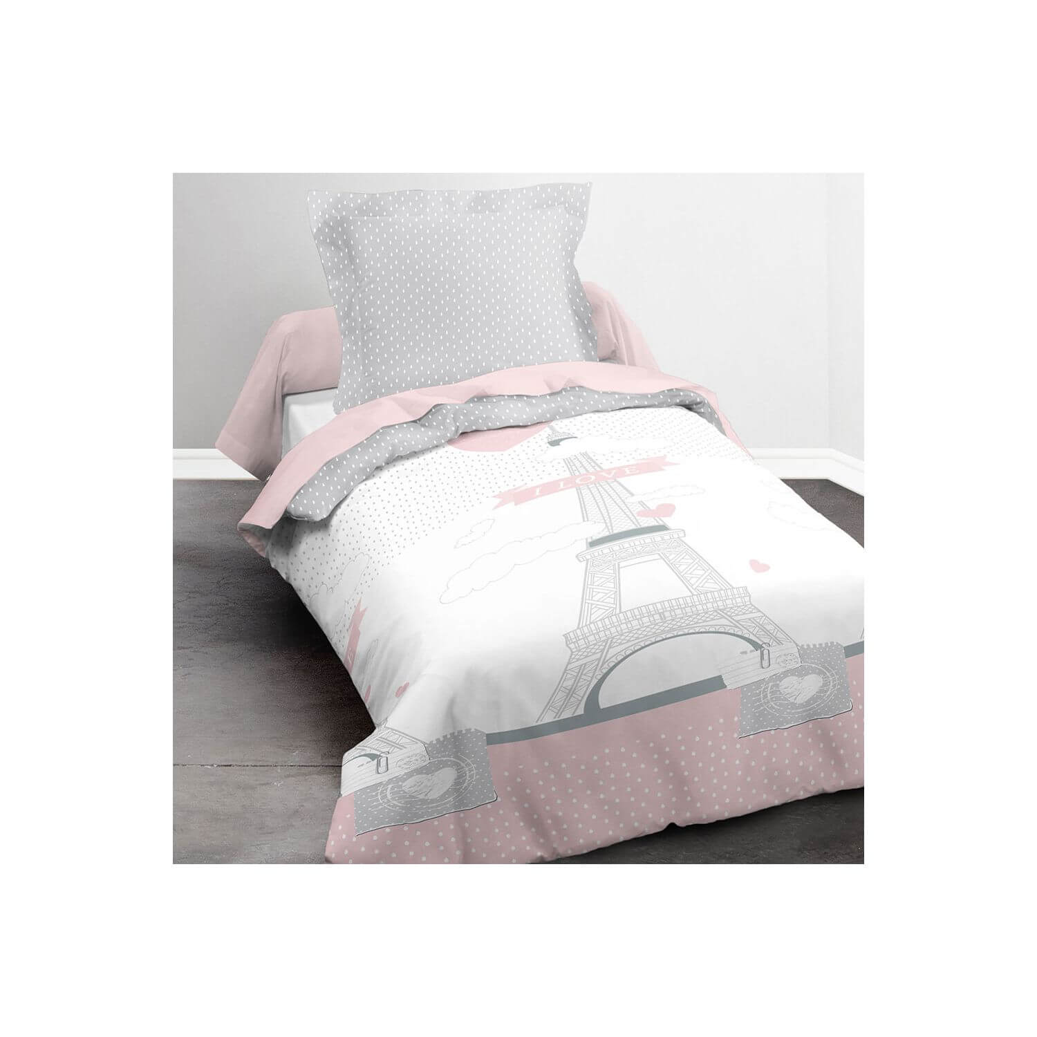 Housse de couette 140x200 cm I Love Paris