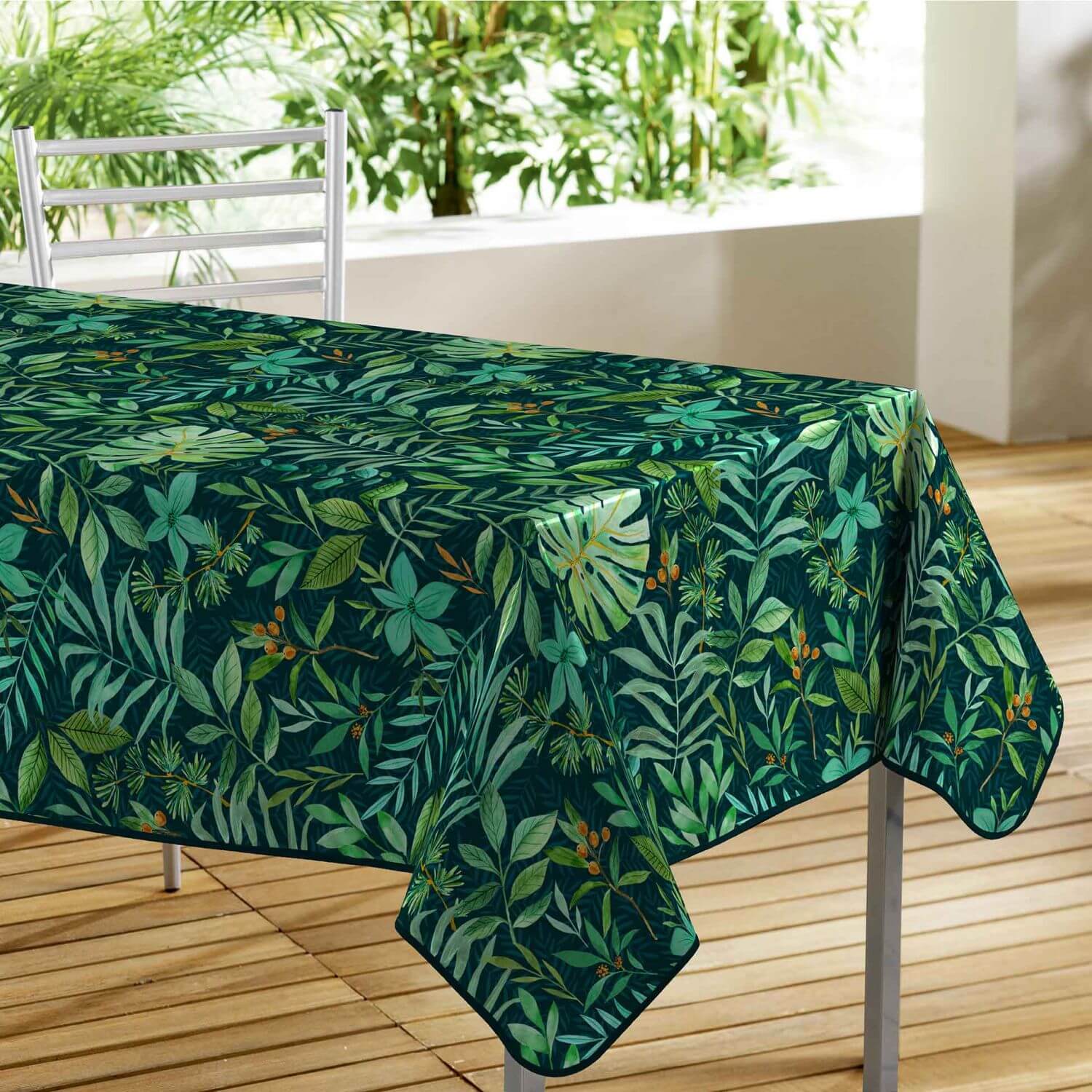 Nappe toile cirée rectangulaire - 140 x 300 cm - Zen, galets et orchidées