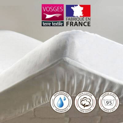 Alèse protège-matelas 180 x 200 cm imperméable 100% coton France