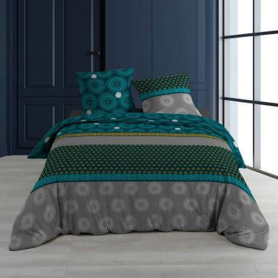 Housse de couette - 240 x 220 cm + taies - imprime 57 fils - geometrique-canard