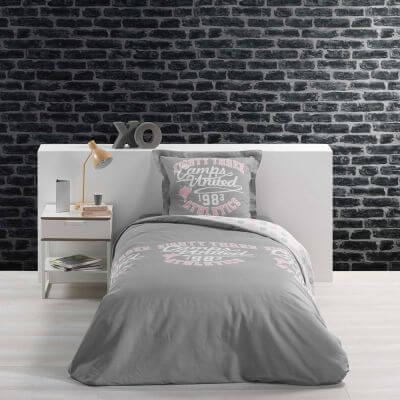 Housse de couette - 140 x 200 cm + taies - imprime 42 fils - campus