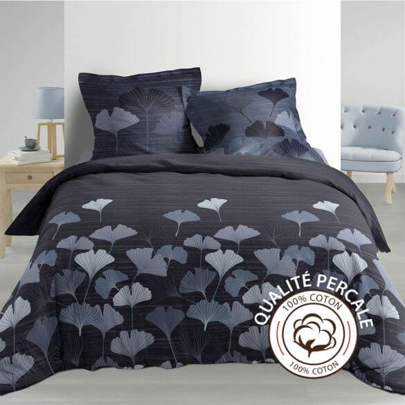 Housse de couette - 240 x 220 cm + taies - percale 78 fils - Ginkgo