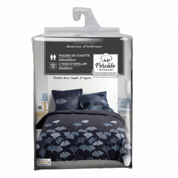 Couette imprimée 220x240 Ginkgo blanc Blanc - Cdiscount Maison