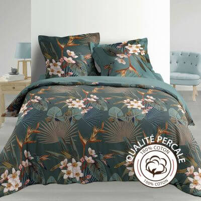 Housse de couette - 240 x 220 cm + taies - percale 78 fils - paradise