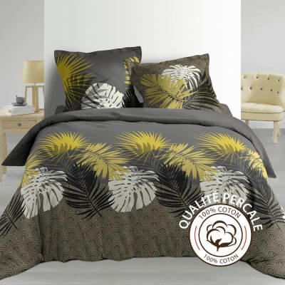 Housse de couette - 240 x 220 cm + taies - percale 78 fils - exotic