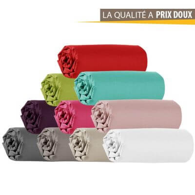 Drap housse 140x190 +25 cm Coton Verveine pas cher