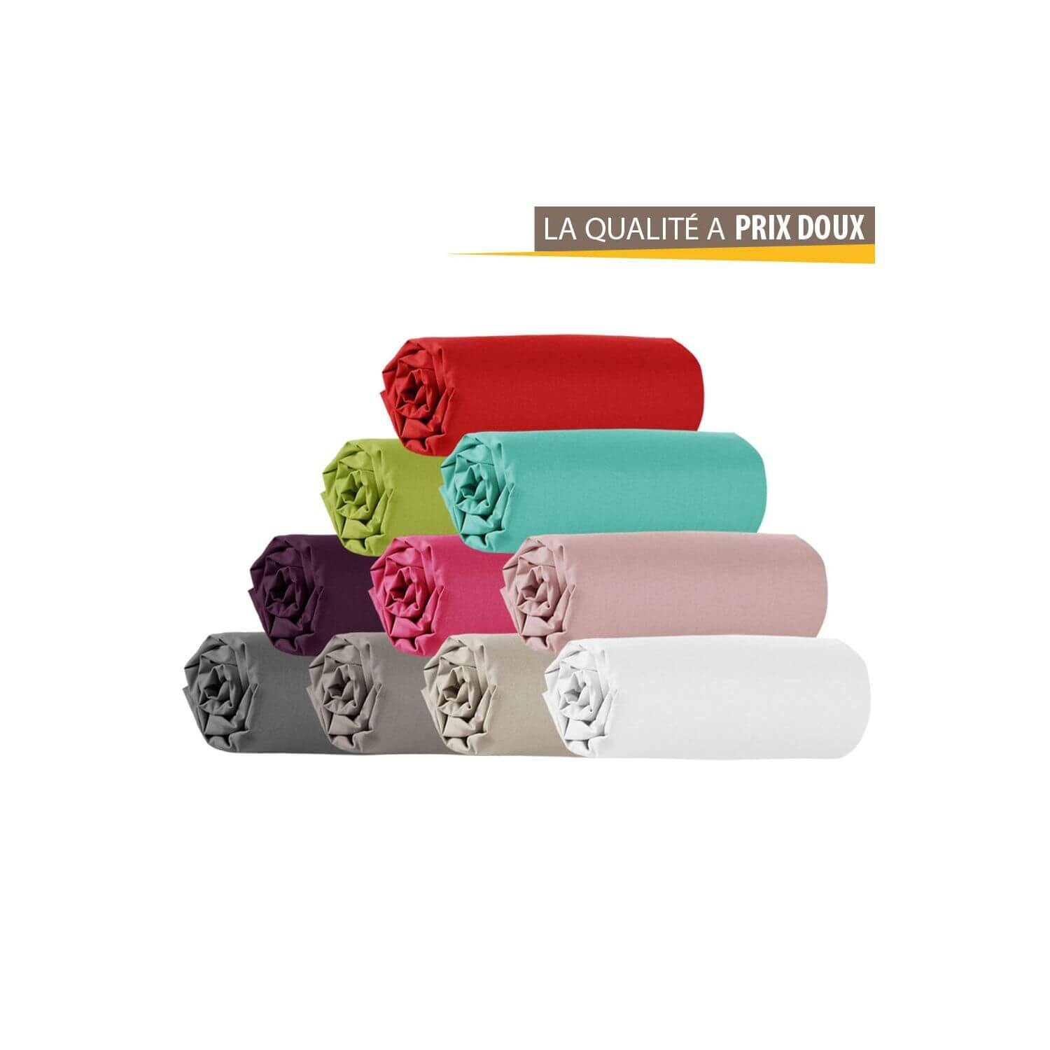 Drap housse - 160 x 200 cm - Point bourdon - jersey - Uni