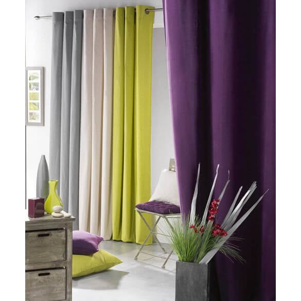 Rideau - Oeillets - 140 x 260 cm - Uni - Gris clair - Effet lin Rideau - Oeillets - 140 x 260 cm - Uni - Gris clair - Effet lin