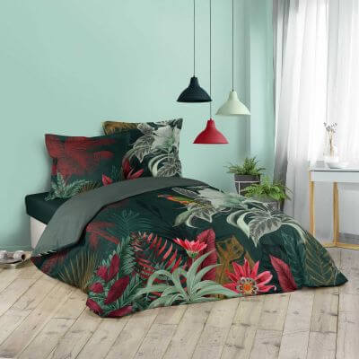 Housse de couette - 260 x 240 cm + taies  - Effet tropical