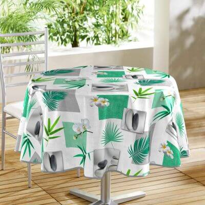 Toile cirée motif grandes feuilles tropicales