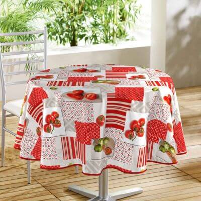 Nappe toile cirée ronde - Diamètre 160 cm - Tomates