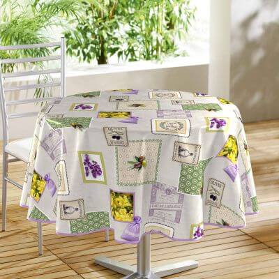 Nappe toile cirée ronde - Diamètre 160 cm - Olives